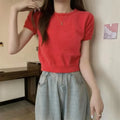 Girl Style Summer Spring T-shirt Women Short Thin Sweater Pullover
