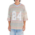 Men's Football Tshirt Gradient V-Neck Knit Top Short Sleeve American Knit Mesh Jersey Sweater 100% Cotton Loose Rainbow Color