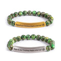 Custom Text Engrave Logo Stainless Steel Charm Natural Stone Beads Bracelet Christmas Bracelet