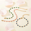 In Stock No Fade Stainless Steel 18k Gold Plated Bracelet Sweet Design Colorful Gemstone Peach Heart Bracelet