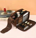 Custom Double Zipper Pu Leather Portable Large Travel Toiletry Make up Makeup Cosmetic Bag Pouch Box Case Pack for Men Women