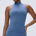 OEM  Body Fit Sport Gym Wear Running Ladies Sleeveless Half-zip 1/4 Quarter Zip Vest Fitness tank Top Women
