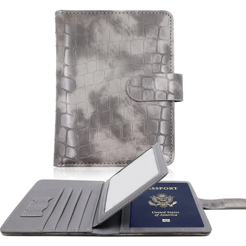 Leisure Hot Selling Crocodile Pattern 4*3 Passport Cover Anti Magnetic Customs Passport Book Holder