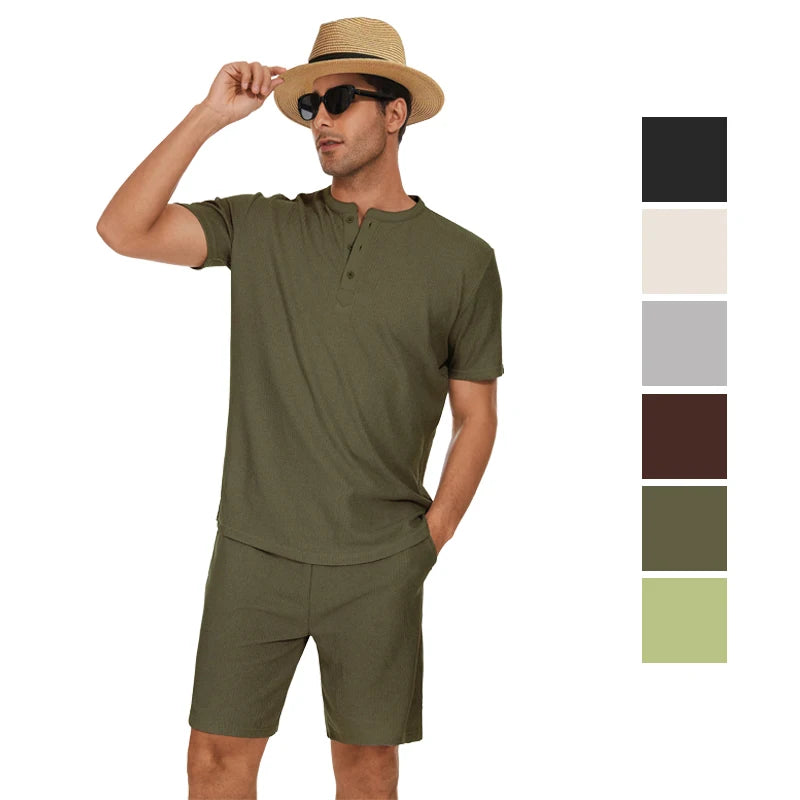 Out Sale Wholesale Summer 2 Piece Beach Clothing Shorts Men's Causal Wear Vacation Beach Suits for Men Tracksuit Sets