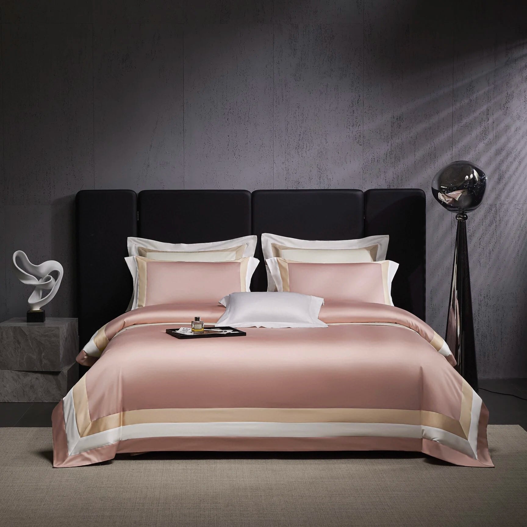 High-end  Pink100% Cotton Patchwork Duvet Cover Queen king Size Cotton Solid Color Bed Sheet Bedding Set