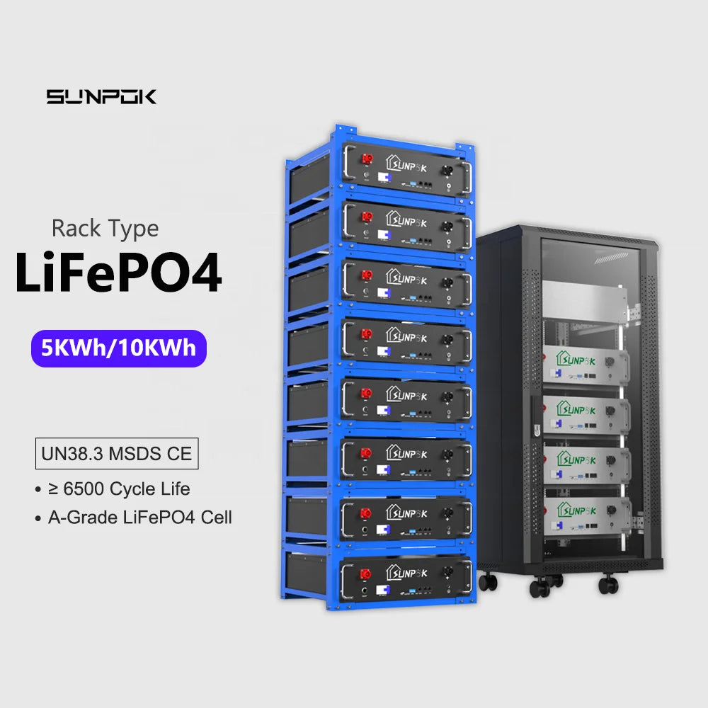 Sunpok 48V 200Ah Lifepo4 Battery 48v 100ah 5.12kwh Lifepo4 Rack case Lithium Battery for Solar Energy Storage System
