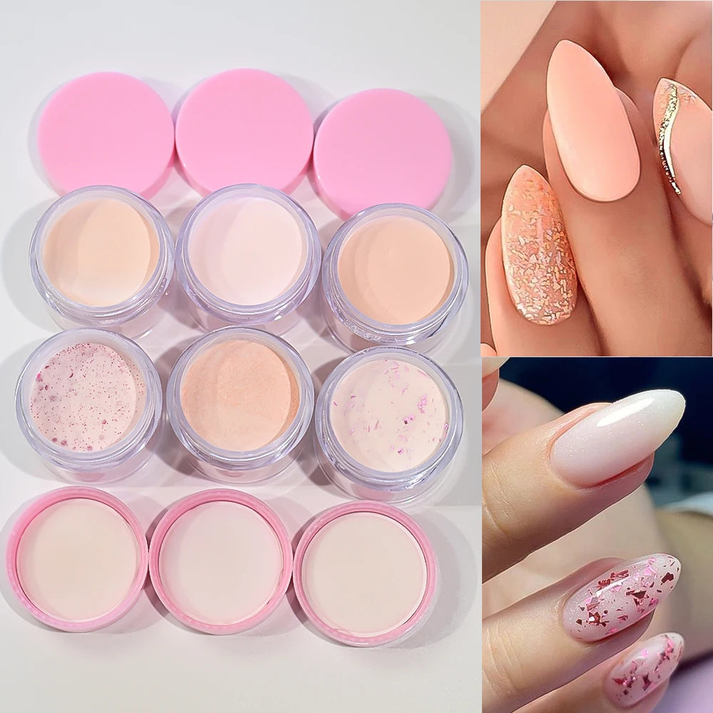 6jars*one Net 7g Acrylic Glitter Powder Nude Acrylic Powder Crystal Powder DIY Pink/Orange Manicure Extension Dust