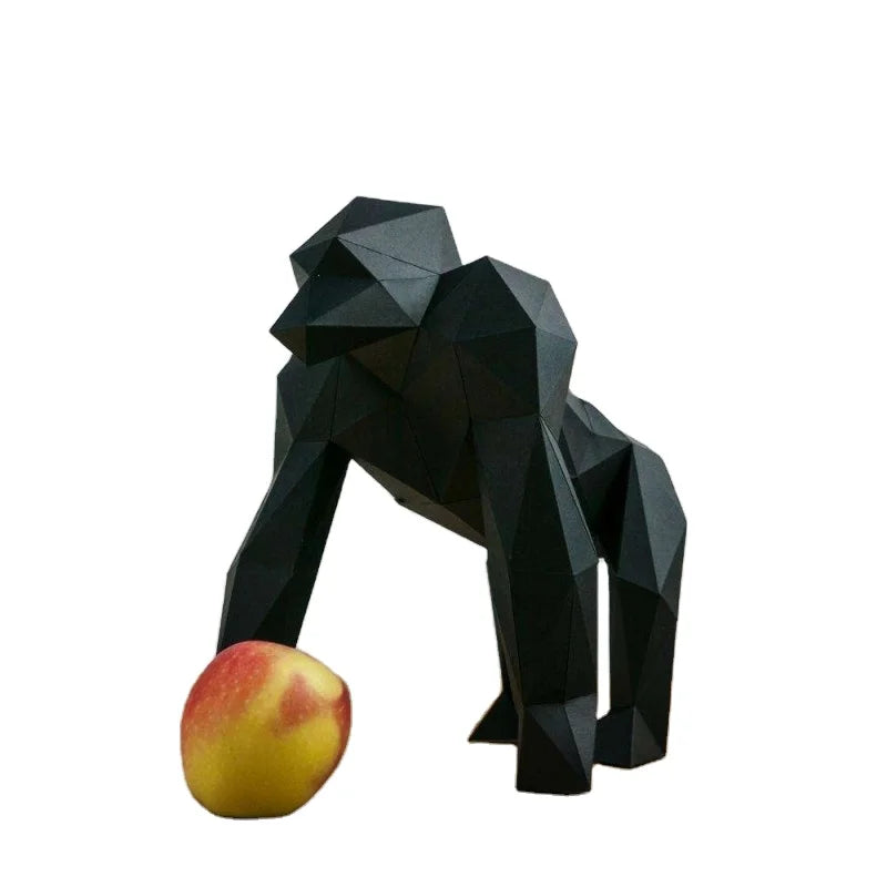Custom Modern Resin Crafts Life Size Gorilla Statue Polygon Fiberglass Chimpanzee Sculpture