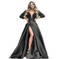 Good Quality Plus Size Big Swing High Split Formal Party Luxury Wedding Bridesmaid Floor-length Lace Long Gown Evening Dress
