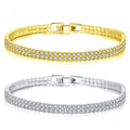 RINNTIN SB118 High Quality Women's Sparkling 925 Sterling Silver 2 Rows White Cubic Zirconia Tennis Bracelet