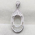 Sterling Silver 8*10mm Semi Mount Pendant Empty Frame Blank Support Setting S925 Base Holder Without Center Stone for DIY Inlay