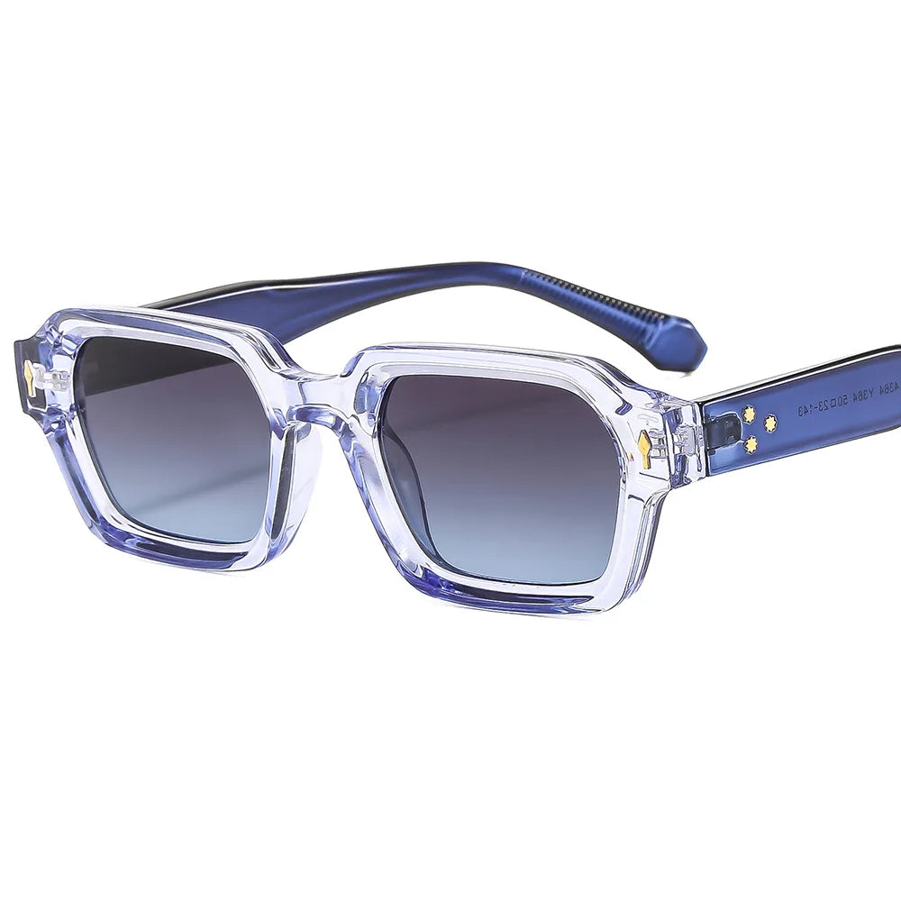 Designer Candy Color Fashion Eyeglass Retro Uv Protective 2026 Personality Narrow Long Rectangle Frame Sunglasses