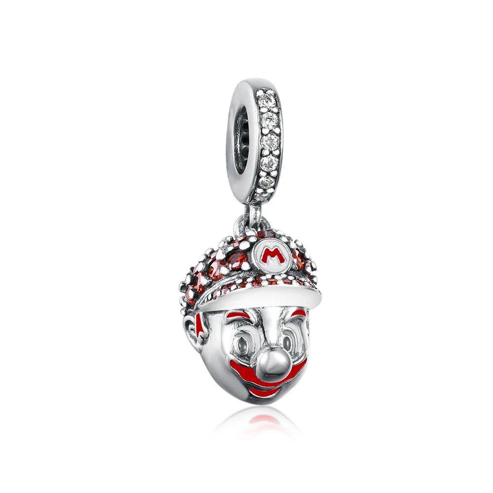 925 Sterling Silver Game Person Maro With Zircon Hat Pendant Beads Charm Fit Original Brand Charms Bracelets Jewelry Making