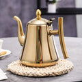 Stainless Steel Teapot 304 Thick Commercial Hotel Restaurant Tea Kettle Teapots Flower Restaurant Strainer Kitchen Accessories