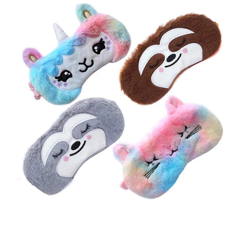 Plush Animal Sleeping Mask Soft Plush Blindfold Cute Sloth Cover Eyeshade for Kids Teens Girls Plush Sloth Sleeping Eye Mask