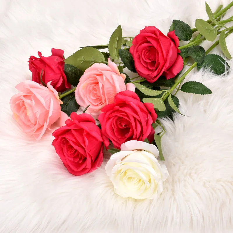 DREA Single 50cm Long 10 cm Big Head Artificial Decorative Flowers Silk Rose for Wedding Home Decor