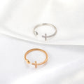 Hot Popular Silver Gold Colors Opening Adjustable Brass Rhinestone Cross Heart Ring for Women Charm Jewelry Party Wedding Gift