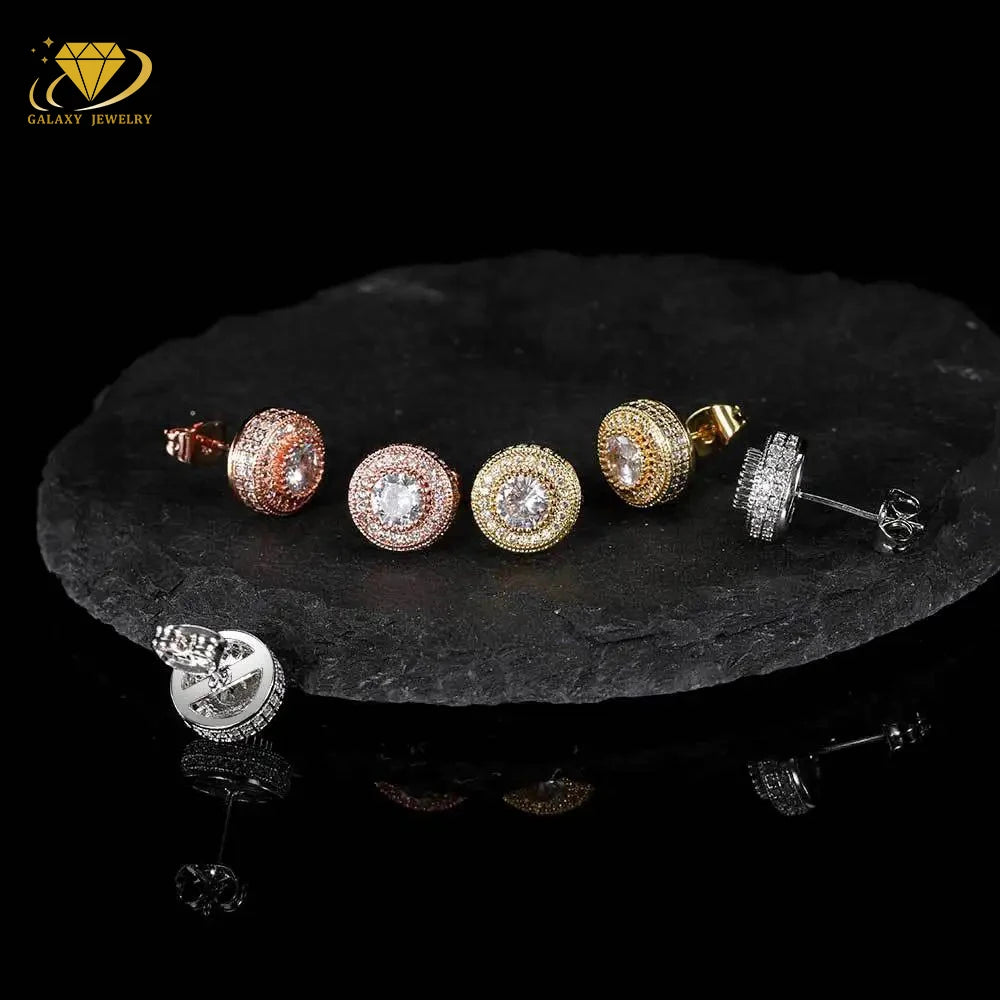 Hip Hop Studs Earrings Hot Sale Iced Out Jewelry 925 Sterling Silver Mens Round Diamond Moissanite Stud Earring