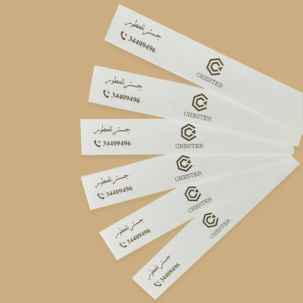 Plain White Black Gold Foil Color Fragrance Perfume Smelling Scent Strips Tester Blotter with logo