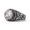 Vintage Design Stainless Steel Celtic Gem Ring Viking Jewelry