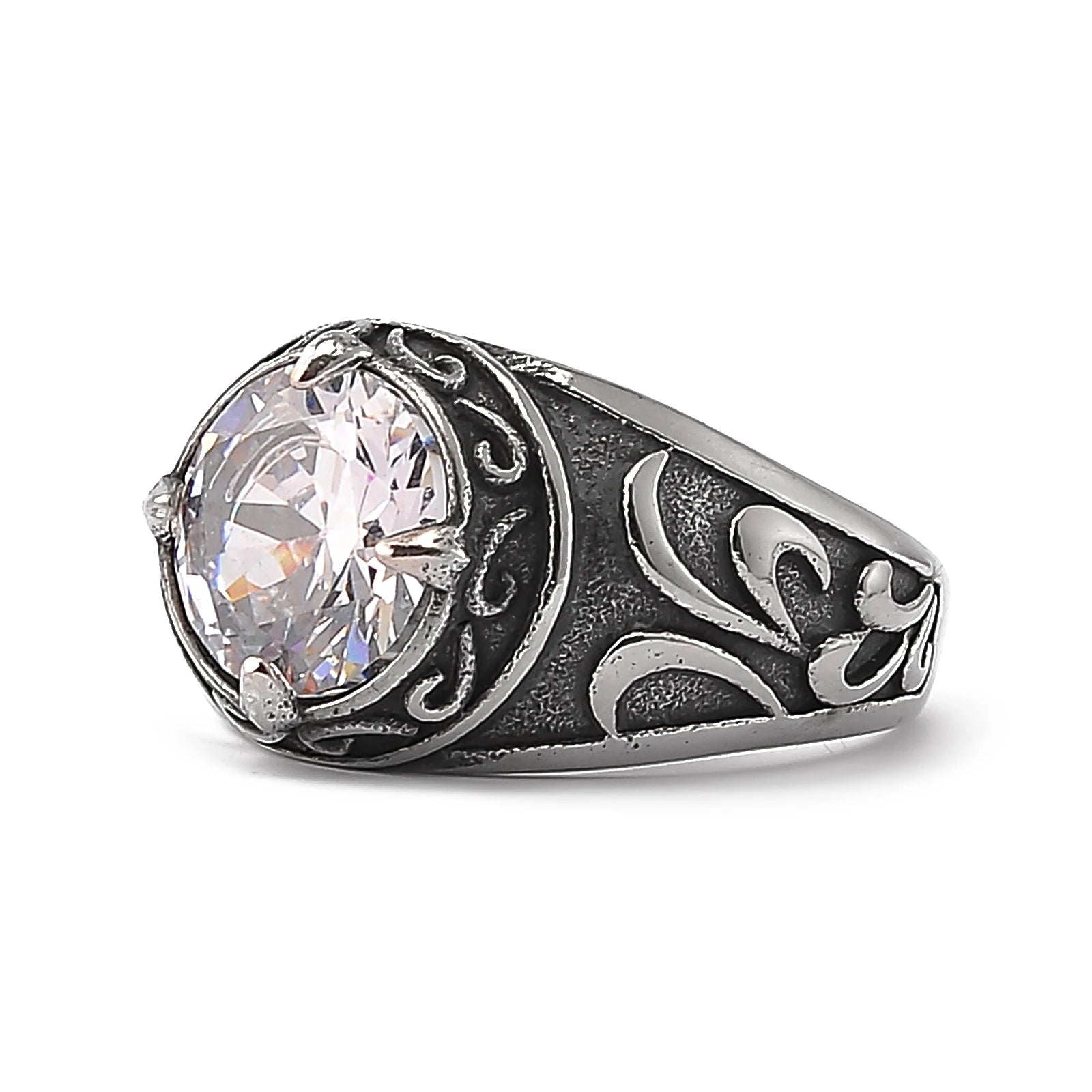 Vintage Design Stainless Steel Celtic Gem Ring Viking Jewelry