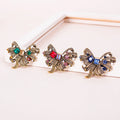 Trendy Green Gemstone Rhinestone Bow Tie Brooch Lapel Pin Pearl Bow Knot Brooches Women Jewelry