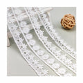 Manufacturer Wholesale Low Price 1.6cm Polyester Guipure White Embroidery Lace Trim for Bridal Dress Garment T11977