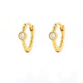 Minimalist Jewelry Fashion 925 Sterling Silver Earring Colorful Round Diamond Bead Shape Gold Plated Hoop Earrings Women