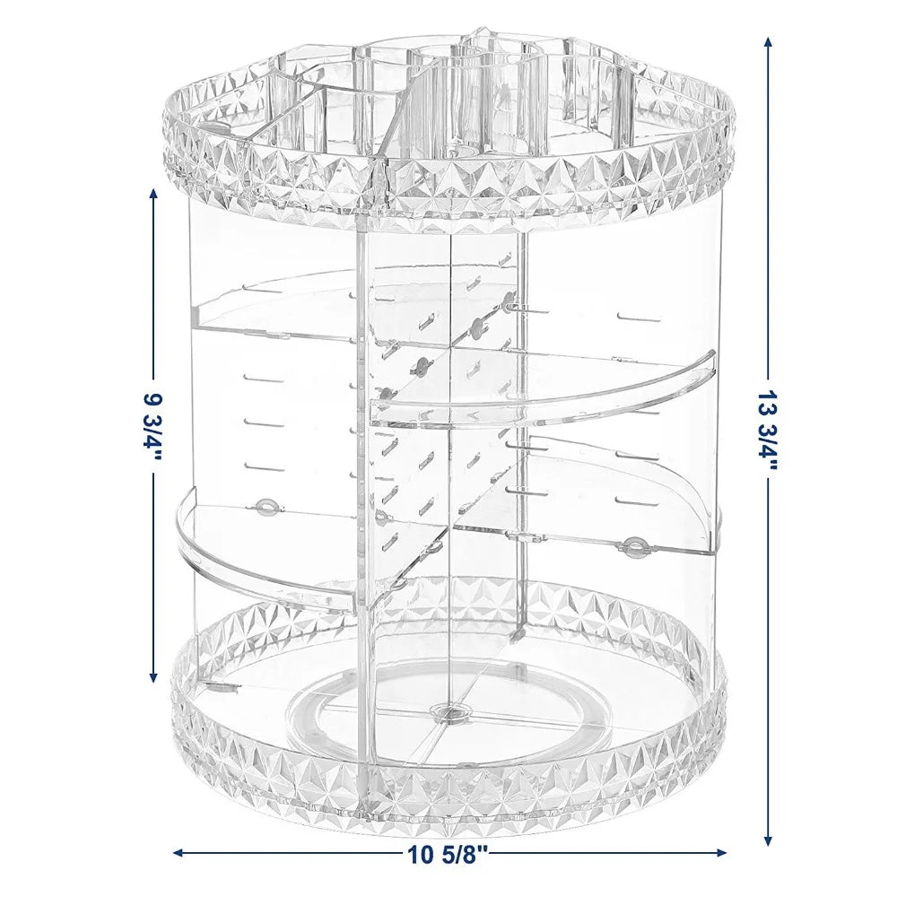 Transparent Large 360 Degree Rotatable Storage Organizer 360 Degree Rotating Makeup Cosmetic Box for Convenient Rotation Storage