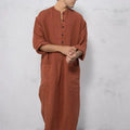 Custom Ethnic Middle East Daffah Malaysia Loose Stand-up Collar Robe Men's Muslim Dress Thobe Abaya With Pocket