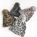 Fashion Leopard Zebra Plaid Cow Print Wool Knitted Beanies Winter Pompom Hat for Women