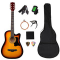 HUASHENG 38 Inch High Gloss Acoustic Guitar Kit OEM ODM CUSTOM Beginner Guitar Acoustic with Accessories