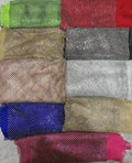 4 Way Stretchy Heavy Rhinestone Fabric Full Embellished Silver Rhinestones on Tulle Fabric for Prom Party Dress