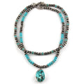 Vintage Women Custom Jewelry Navajo Pearl  Necklace Rhinestone Paved Ball Turquoise Pendant Choker Necklaces Western Jewelry