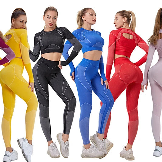 Women Sportswear Sports Outfit Fitness Set Athletic Wear Gym Seamless Workout Clothes for Female Yoga Clothing Set Sports Suit