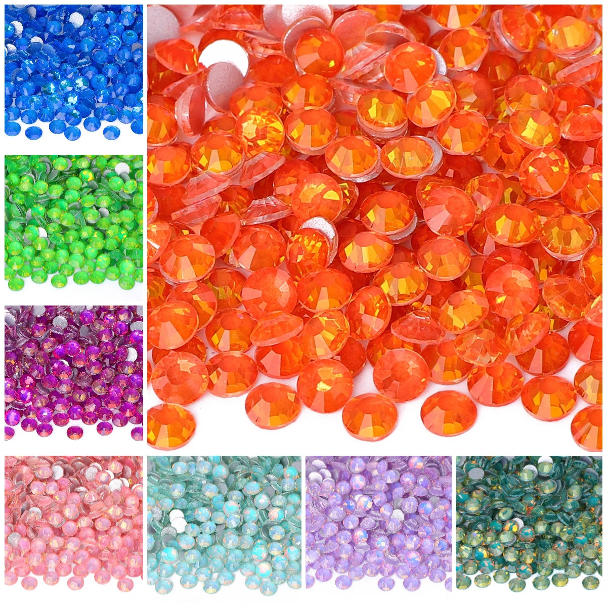 New Colors  November  New Design Flashing Colors  Wholesale Rhinestone Non Hotfix Flat Back Crystal Glass  for DIY Nail Clothing