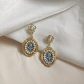 Vintage French Style Flower Earrings Enameled Pearl Beads Earrings 14K Gold Drop Earrings for Women