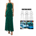OEM Service Brand Customization Dress Temperament Wood Ear Edge Suspender Party Slit Maxi Straight Dress