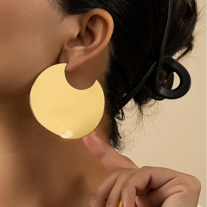 Punk Vintage Geometric Circle Stud Earrings for Women Trendy Gold Color Fashion Statement Trendy Jewelry Accessories