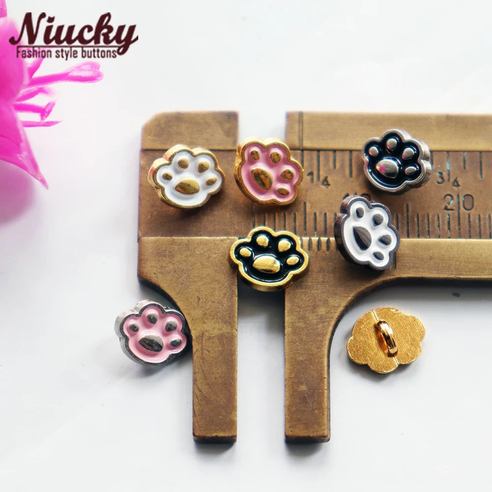 Shank 8mm Small Paw Zinc Alloy Plating Buttons for Mini Doll Clothing Sewing Bracelet Ankle Chain Decorative Accessories