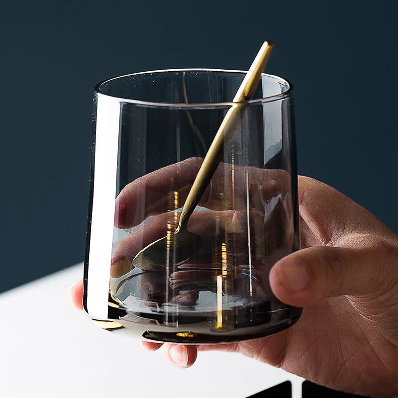 Stock 300ml Custom LOGO Colored Electroplated Liquor Shot Whiskey Glass Drinking Water Glass Cup