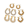 Trendy Stainless Steel Gold-plated U-shaped Zircon Inlaid Geometric Diamond Earrings Luxury Woman Huggie Earrings