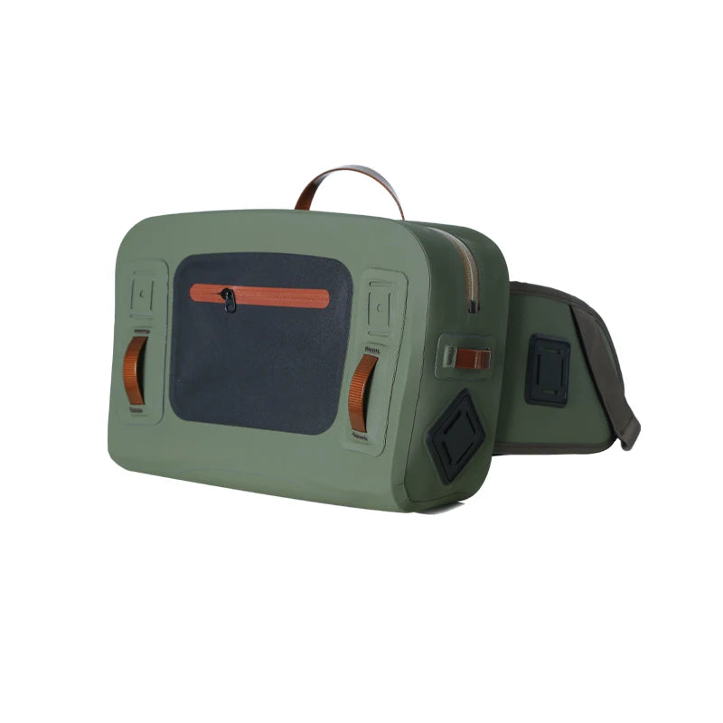 OEM ODM Wholesale Green Waterproof Men's Outdoor Fishing Tackle Backpack Fanny Pack New Design with 9L Capacity for Rod Storage