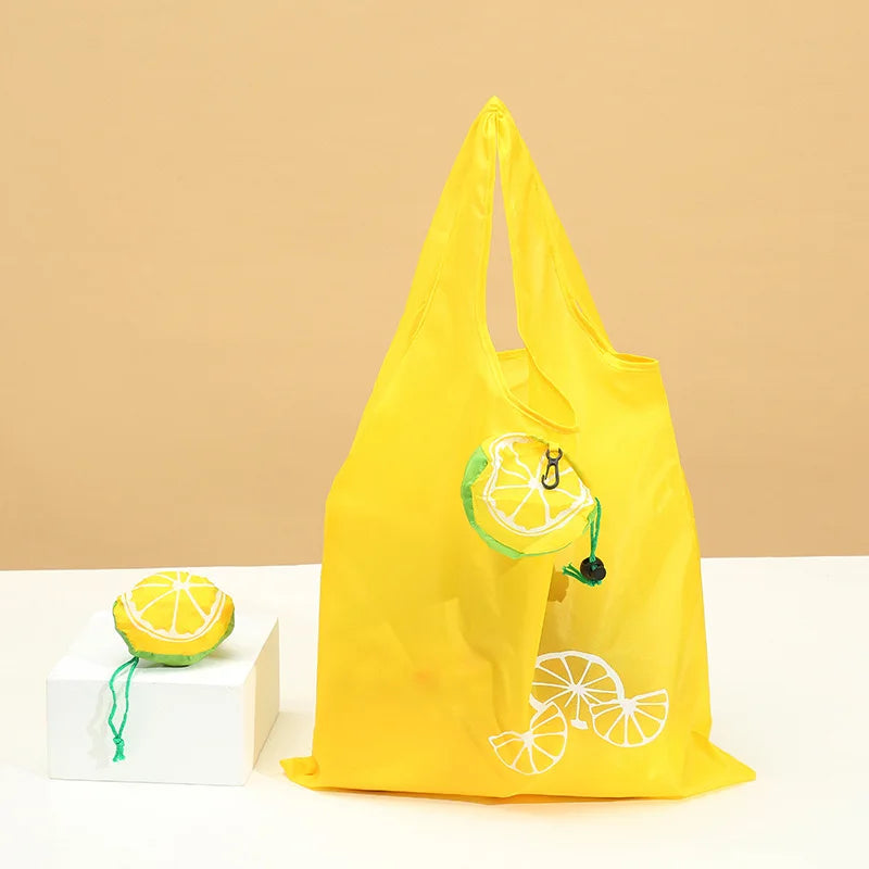 Professional Production Customized Logo Fruit Orange Shape Polyester Foldable Shopping Bag