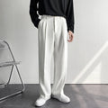 Drape Straight Leg Suit Pants Men Loose Korean Casual White Wide Leg Trousers Mopping Pants