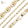 FJ Fallon Fashion Jewelry Eyes Beads Fancy Link Chain Plated in 14K Gold Brass Based
