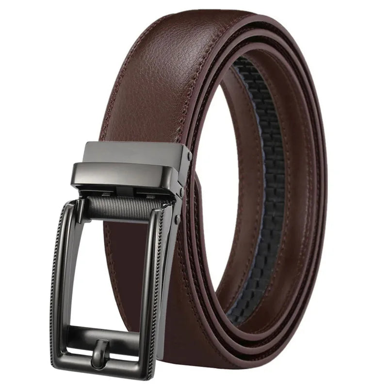 LQbelt Male Click Belt Genuine Leather Belts Man's Automatic Buckle Belts for Men Factory Custom logo