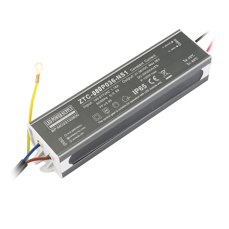 Zetoo Brand Hot Sale Cost-effective High PF Flicker-free 80W Single Waterproof IP65 Surge Protection Aluminum Case LED Driver