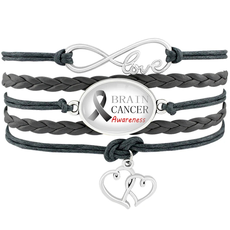 Factory Made Brain Tumor Warrior Brain Cancer Fighter Brain Injury Survivor Mom Hope Faith Love Ribbon Awareness Bracelet