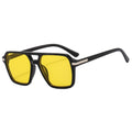 2025 Trendy Women's Designer Sunglasses with Square Frame Gray and Yellow UV400 Night Vision Yellow Tortoise Sun Shades